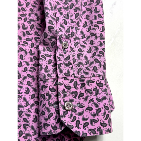 STYLISH DAST CARDIN MENS PINK AND GRAY LONG SLEEVE BUTTON UP SHIRT SIZE LARGE - Picture 5 of 12